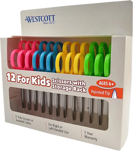 Tijeras Westcott para niños diestros y zurdos, Variados 12 unidades