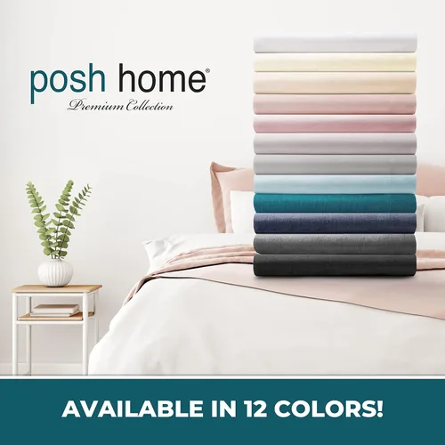 Miniatura 7 de Posh Home Juego de sábanas de punto de jersey, sábanas de 3 piezas, sábanas de jersey de algodón transpirable y suave, incluye sábana encimera