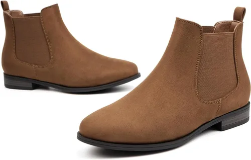 Miniatura 5 de VJH confort Botín Chelsea elástico para mujer, con punta redonda de almendra occidental, tacón bajo