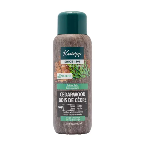 Kneipp Baño de burbujas de aromaterapia de madera de cedro, bueno para una experiencia de cuidado personal lujosa, solo para hombres, vegano, sin