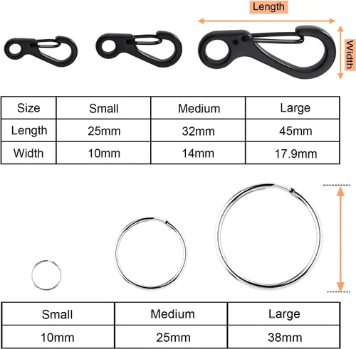 Miniatura 7 de Small Carabiner Clip Metal Spring Snap Hooks Mini Paracord Hanging Clips for Camera Strap, Flashlight, Key Chain
