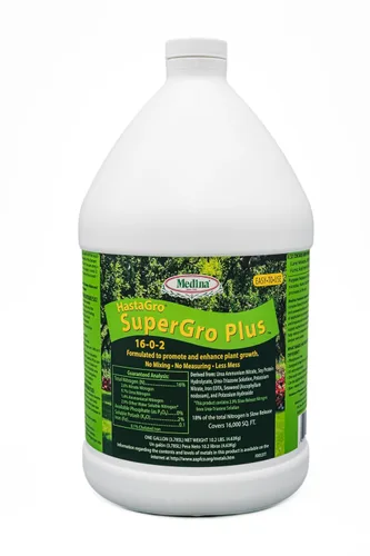 Medina Productos Agrícolas HastaGro 16-0-2 SuperGro Plus, Fertilizante para césped sin fósforo con melaza y ácido húmico