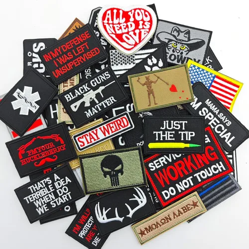 Miniatura 2 de 12 parches tácticos divertidos al azar con moral, bordado completo, parches militares con lazo y gancho para gorras, mochilas, chalecos, arnés