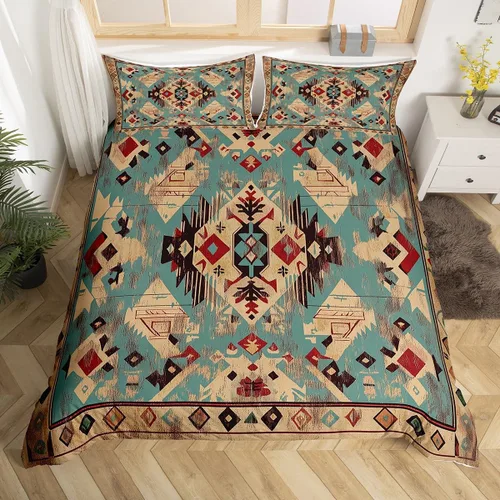 Miniatura 18 de Erosebridal Funda de edredón floral exótica tamaño Queen, juego de ropa de cama bohemio, funda de edredón tribal exótica floral bohemia, flores