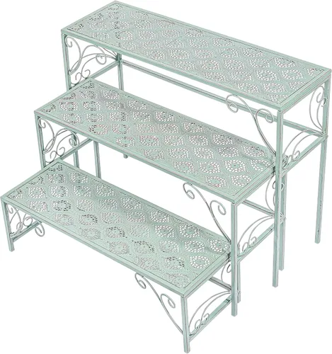 Miniatura 3 de Sungmor Soporte de metal para plantas – Estante de exhibición plegable de 3 niveles – Organizador de almacenamiento de macetas para múltiples