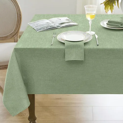 Miniatura 19 de Softalker Mantel pequeño rectangular con textura de lino de 52 x 70 pulgadas, para exteriores, resistente a las manchas y a las arrugas, decorativo