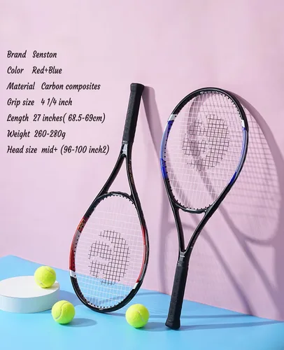 Miniatura 4 de Raquetas de tenis Senston para adultos de 27 pulgadas - Juego de raquetas de tenis para 2 jugadores con 3 pelotas, 2 empuñaduras, 2 amortiguadores