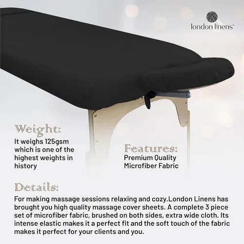 Miniatura 3 de London Linens Juego de sábanas de microfibra suave para mesa de masaje de 3 piezas, incluye funda para mesa de masaje, sábana bajera ajustable