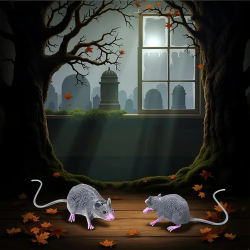 Miniatura 7 de 2Pcs Lifelike Fake Mouse Realistic Mice, Spooky Rat, Halloween Prank, Rubber Rat with Long Tail, Creepy April Fool's Day Decorations