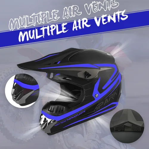 Miniatura 2 de Casco de motocross para adultos jóvenes, motocross, anticolisión, de cara completa, aprobado por DOT, BMX, descenso, todoterreno, casco de bicicleta