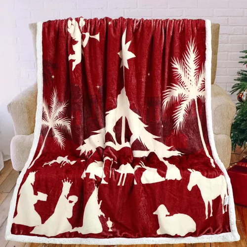 Manta de Navidad de Jesús, regalos cristianos para mujeres, manta de franela de Navidad de 50 x 60 pulgadas, manta religiosa cálida, manta estampada