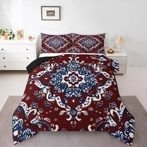 Miniatura 38 de Erosebridal - Juego de ropa de cama estilo tribal bohemio azteca, edredón con estampado étnico blanco y negro, bohemio, tamaño King, juego de Multi