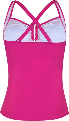 Miniatura 3 de Firpearl Tankini para mujer, traje de baño con espalda cruzada, fruncido con control de abdomen