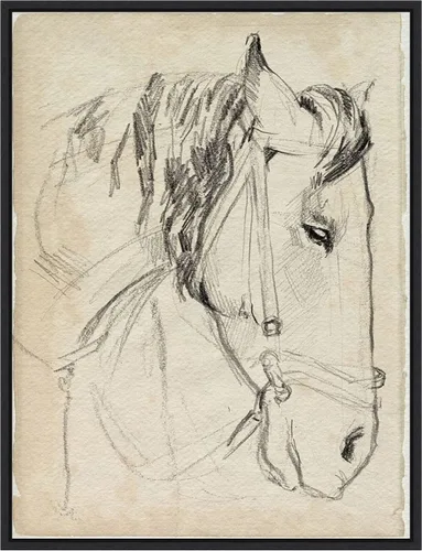 Miniatura 8 de Amanti Art Lienzo enmarcado para pared, diseño de caballo en brida, 24 x 18 pulgadas, boceto I de Jennifer Paxton Parker, lienzo enmarcado
