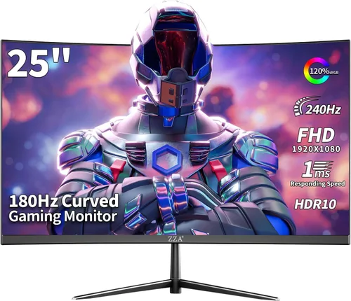 ZZA Monitor curvo para juegos de 24.5 pulgadas, 240Hz|144Hz FHD(1920 * 1080P) pantalla VA, monitor de computadora, compatible con Freesync, 120%