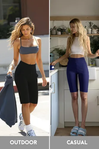 Miniatura 5 de Pantalones cortos largos para mujer, 12 pulgadas, longitud a la rodilla, casual, para entrenamiento, atletismo, natación, bermudas