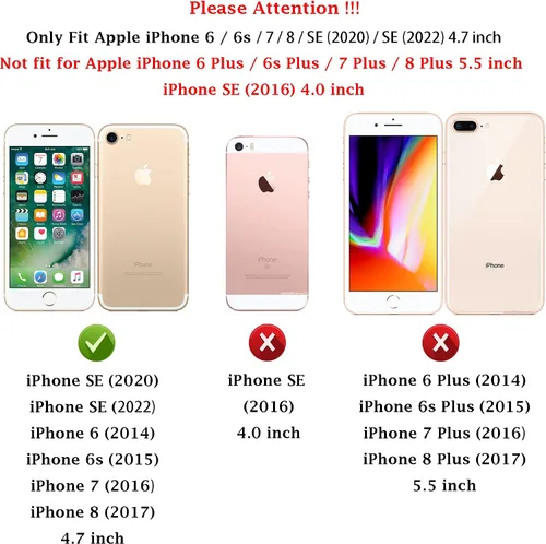 Miniatura 2 de Funda para iPhone SE (3ª y 2ª generación 2022/2020) y iPhone 8/7/6 con cubierta para lente de cámara, protector de pantalla HD, protección contra