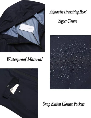 Miniatura 5 de COOFANDY Chaqueta impermeable para hombre, con capucha, ligera, resistente al viento, para exteriores, larga