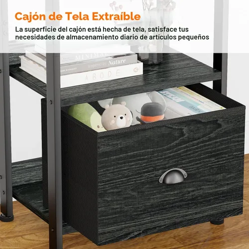 Miniatura 5 de Furologee Estantería de 5 niveles con cajón, estante para hornear de cocina con almacenamiento, estantería alta y estrecha, estante de exhibición