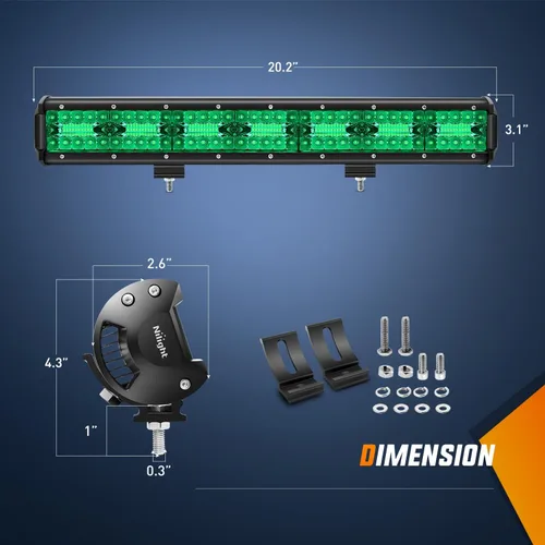 Miniatura 2 de Nilight Barra de luz LED de 20 pulgadas, color verde, triple fila, 420 W, combo de inundación puntual, conducción todoterreno, niebla, pesca, caza