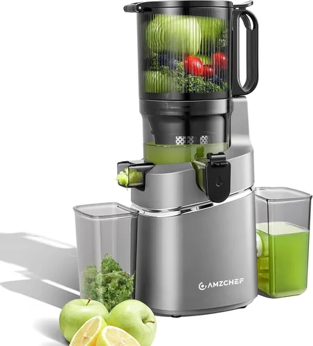 Miniatura 10 de AMZCHEF Máquinas exprimidoras, exprimidor de prensa fría extra de 5.8 pulgadas para verduras y frutas enteras, máquina extractora de jugo