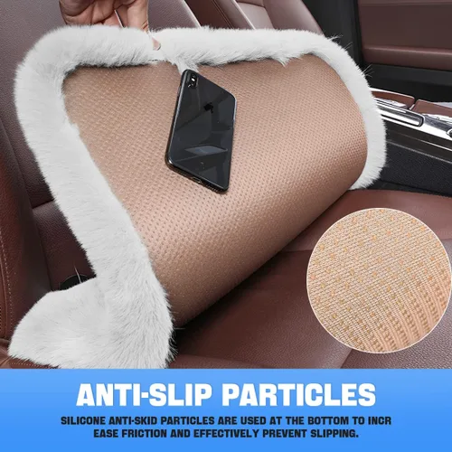 Miniatura 3 de Paquete de 2 cojines para asiento delantero de automóvil, funda suave y cálida de piel sintética de conejo para asiento de automóvil, almohadilla