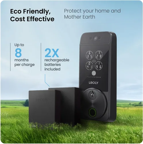 Miniatura 8 de Lockly Visage Zeno Series Smart Lock, Cerradura inteligente con reconocimiento facial y entrada sin llave por huellas dactilares, cerrojo Negro mate