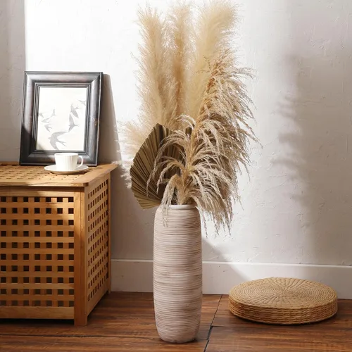 Miniatura 5 de ALMA Jarrón blanco alto para piso, jarrón extra grande de 18'' para ramo de flores secas de hierba de las pampas, jarrones grandes de cerámica