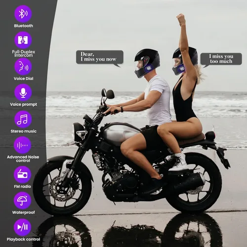 Miniatura 2 de Auriculares de intercomunicador Bluetooth para casco Y3 (más adecuados para parejas), teléfono de respuesta automática, música, intercomunicador