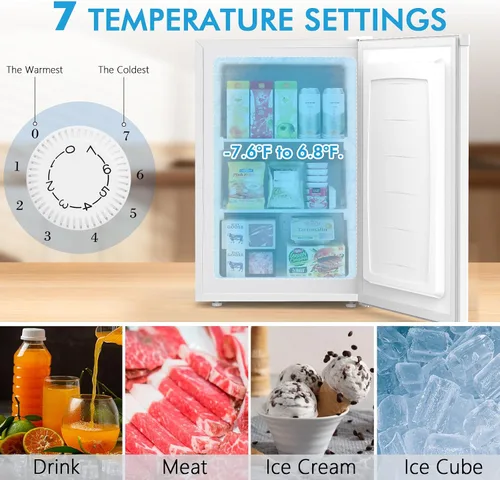 Miniatura 3 de COWSAR Congelador vertical de 3.0 pies cúbicos, congelador compacto, congelador profundo de pie con termostato ajustable, estantes extraíbles