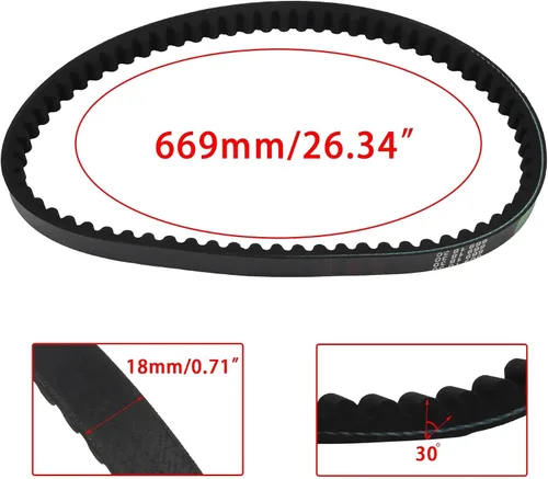 Miniatura 4 de Correa dentada de transmisión 669 18 30 para CVT para 139QMB para 1P39QMB para 147QMD para GY6 50 60 80 CC Accesorios de motocicleta Correa