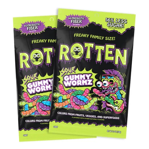 Miniatura 17 de Rotten Original Gummy Cruncheez - Bajo en azúcar, bajas calorías, 5g de fibra prebiótica amigable para el intestino, dulce sin gluten, sin