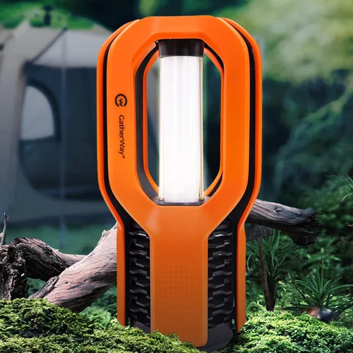 Miniatura 9 de Linterna LED recargable para campamento, diseño de agarre libre, 4 modos, impermeable IP65, brillo cálido de 3000 K, luz ligera y portátil