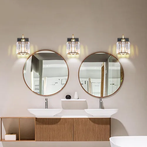 Miniatura 2 de Luz de tocador de baño dorada - Accesorio de luz de baño de cristal sobre espejo