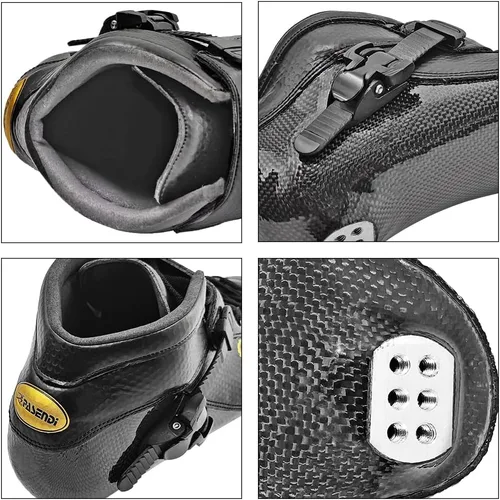 Miniatura 3 de Zapatos profesionales de patines de velocidad 3 ruedas para hombre 3X125MM ruedas grandes de fibra de carbono zapatos de patinaje negro en línea