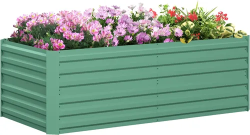 Miniatura 20 de Outsunny Cama de Jardín Elevada con 3 Jardineras, Soporte de Plantas de Madera con Orificios de Drenaje, para Verduras, Hierbas y Flores, Gris
