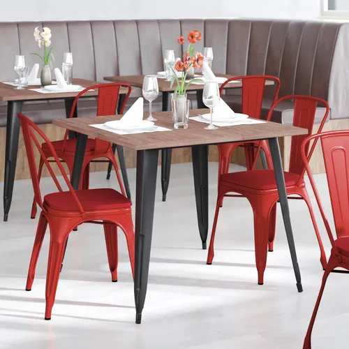 Miniatura 13 de BizChair Silla apilable comercial para interiores y exteriores con asiento de poliestireno, marco de metal dorado envejecido, asiento de poliresina