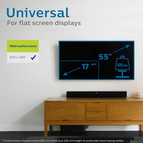 Miniatura 10 de Philips Soporte de pared para monitor de TV fijo para la mayoría de televisores y monitores de pantalla plana curvada LED LCD OLED de 37 a 90