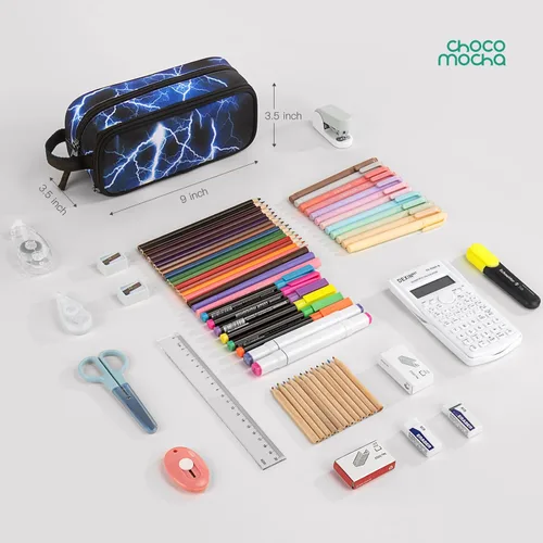 Miniatura 2 de Choco Mocha Estuche de Lápices para Niños, Estuche Grande y Suave con Cremallera para Niños con 2 Compartimentos, Estuche de Lápices para Niños