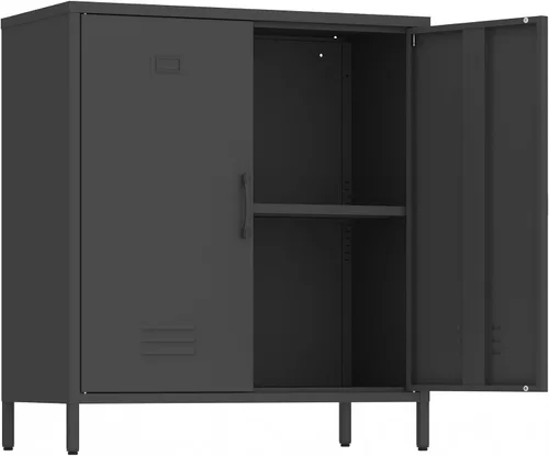 Armario de almacenamiento de metal con puertas y estante, gabinetes de almacenamiento para oficina, aparador para oficina, sala de estar, comedor