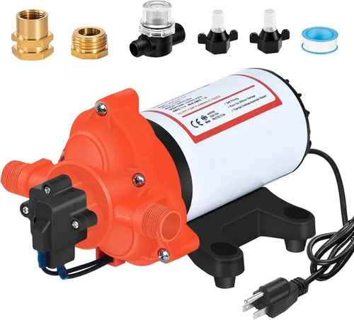 Miniatura 10 de Bomba de agua DC de 12 V RV 3.5GPM 45PSI, bomba de presión de agua de 12 voltios bajo demanda con interruptor de presión, bomba de diafragma