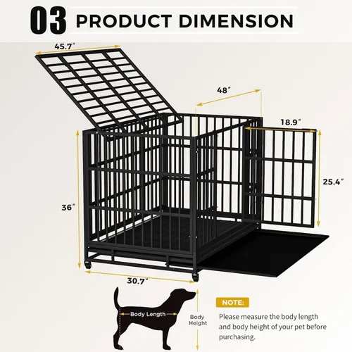 Miniatura 3 de Otaid - Jaula para perros indestructible, resistente de 48 pulgadas, a prueba de escapes, para perros de alta ansiedad, jaula para perros