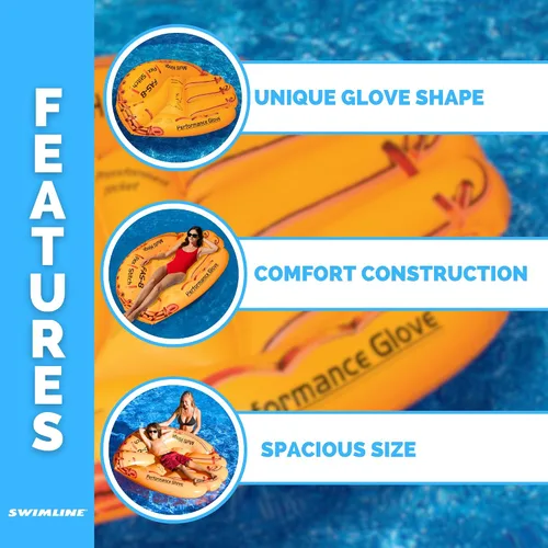 Miniatura 3 de Swimline Guante inflable gigante de béisbol para piscina, color marrón, 62"/50"/16" Deportes (guante de béisbol)