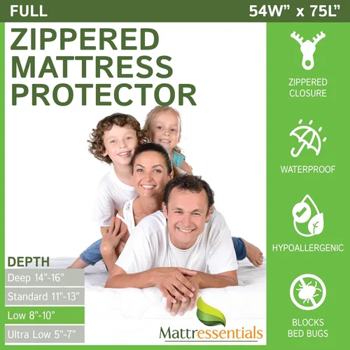 Miniatura 20 de Protector de colchón completo con cremallera (5 a 7 pulgadas de profundidad), funda de colchón impermeable para chinches de cama, funda