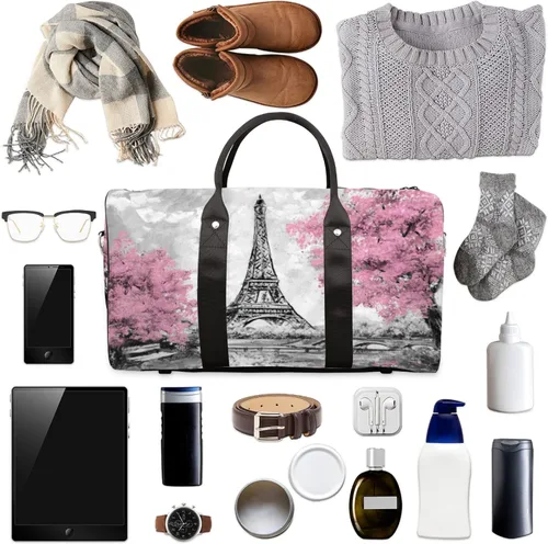 Miniatura 5 de Bolsa de viaje de la Torre Eiffel de París, impermeable, para fin de semana, bolsa de entrenamiento de mano para deportes, gimnasio, campamento