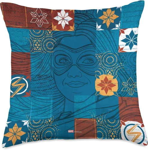 Miniatura 5 de Marvel Ms Kamala Khan - Almohada de patchwork, 16 x 16 pulgadas, multicolor