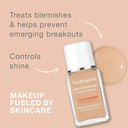 Miniatura 2 de Neutrogena SkinClearing - Base líquida sin aceite para combatir el acné y las imperfecciones, con medicamento para el acné de ácido salicílico al 40