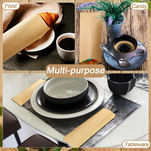 Miniatura 5 de 5000 bolsas de almuerzo de papel kraft, bolsas desechables de pretzel, bolsas de papel kraft a prueba de aceite, fundas de cubiertos para utensilios