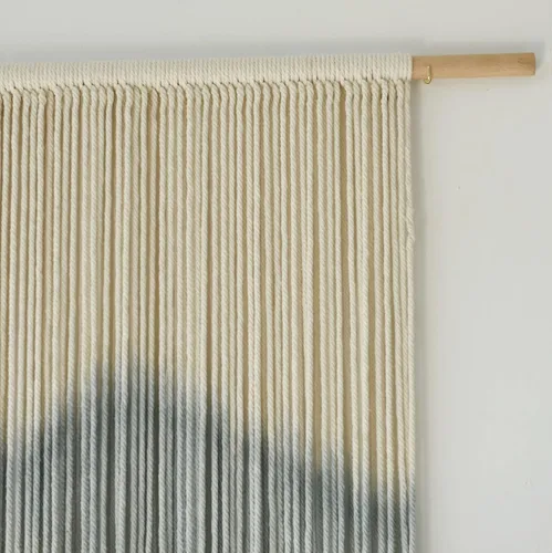 Miniatura 6 de IOWER Macramé para colgar en la pared, decoración de pared de macramé teñido por inmersión de montaña, arte de fibra grande, moderno, bohemio, Negro