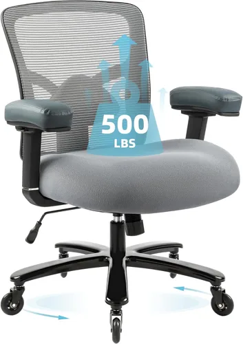 Miniatura 10 de Silla de oficina grande y alta de 500 libras con reposabrazos 4D y respaldo ajustable, silla de oficina resistente para personas pesadas, resortes
